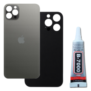 Klapka Baterii Tył Szkło iPhone 12 Pro Max Szary + Klej B-7000 15ml Bezbarwny