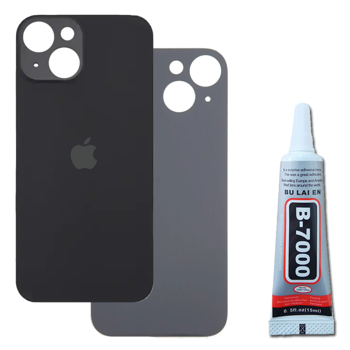 Klapka Baterii Tył Szkło iPhone 15 Plus Black + Klej B-7000 Bezbarwny 15ml