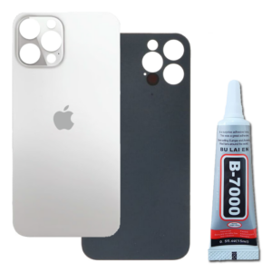 Klapka Baterii Tył Szkło iPhone 12 Pro Max Srebrny + Klej B-7000 15ml Bezbarwny