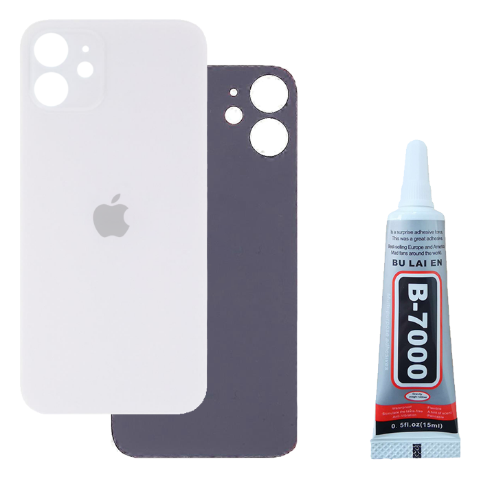 Klapka Baterii Tył Szkło iPhone 12 Mini Biały + Klej B-7000 bezbarwny 15ml