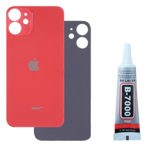 Klapka Baterii Tył Szkło iPhone 12 Mini Czerwony + Klej B-7000 bezbarwny 15ml