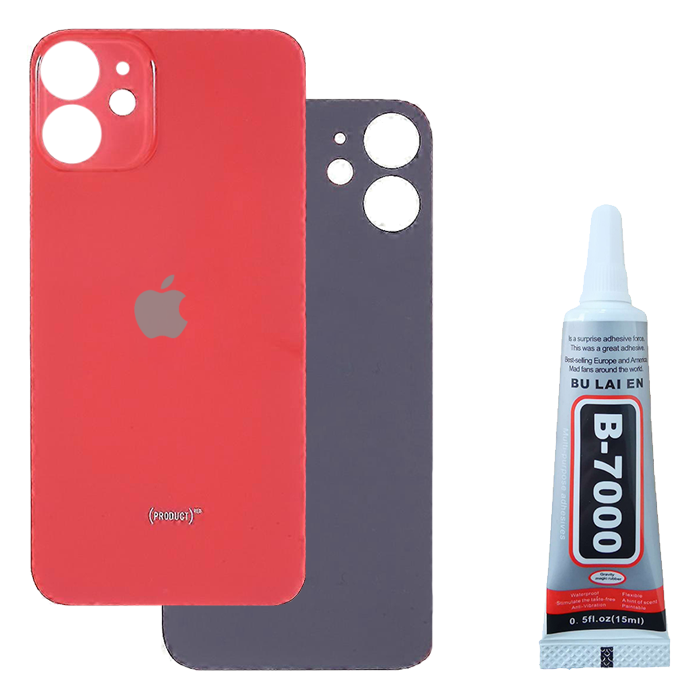 Klapka Baterii Tył Szkło iPhone 12 Mini Czerwony + Klej B-7000 bezbarwny 15ml