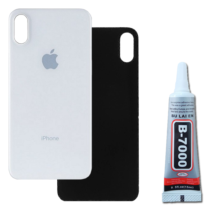 Klapka Baterii Tył Szkło iPhone XS Max Srebrny + Klej B-7000 15ml Bezbarwny