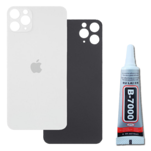 Klapka Baterii Tył Szkło iPhone 11 Pro Max Srebrny + Klej B-7000 15ml Bezbarwny