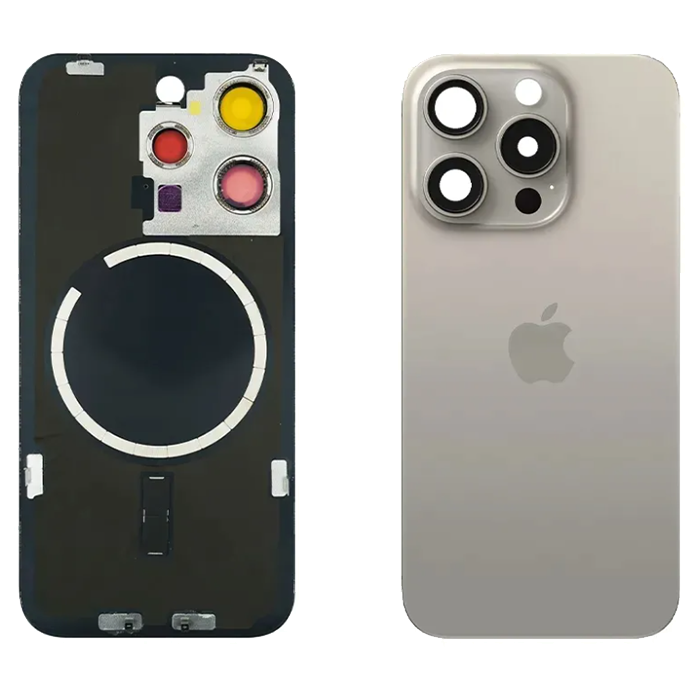 Klapka Baterii Tył Szkło iPhone 15 Pro Szary Uzbrojona Gratis Klej B-7000 15 ml MageSafe