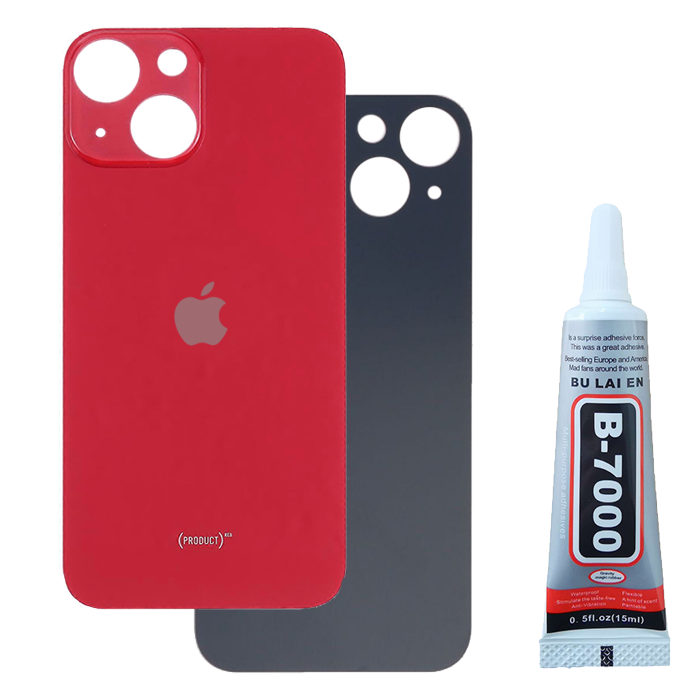 Klapka Baterii Tył Szkło iPhone 13 Mini Czerwony + Klej B-7000 bezbarwny 15ml
