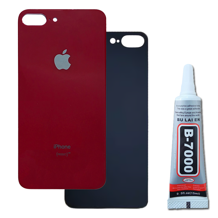 Klapka Baterii Tył Szkło iPhone 8 Plus Czerwony + Klej B-7000 bezbarwny