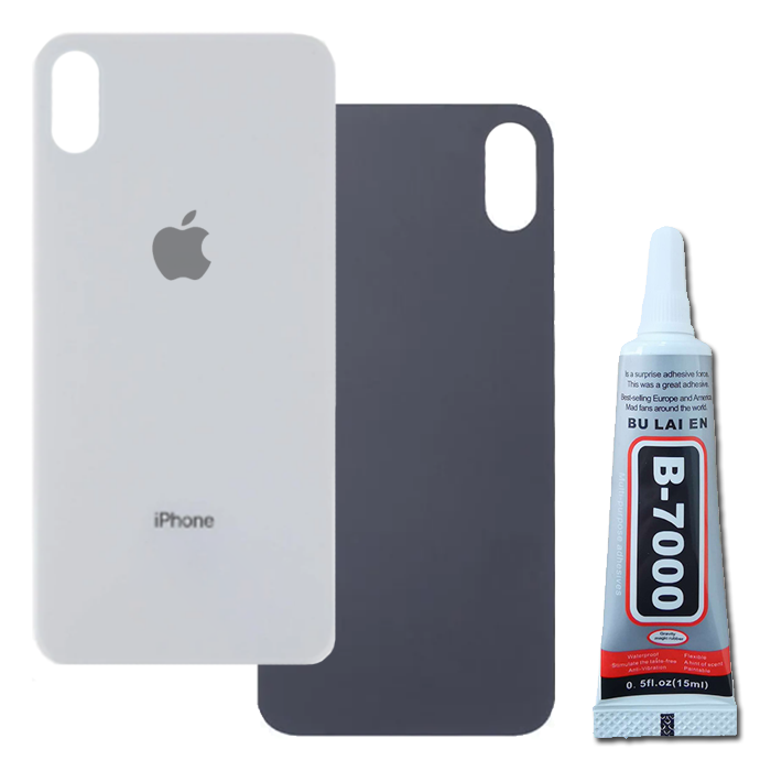 Klapka Baterii Tył Szkło iPhone X Srebrny + Klej B-7000